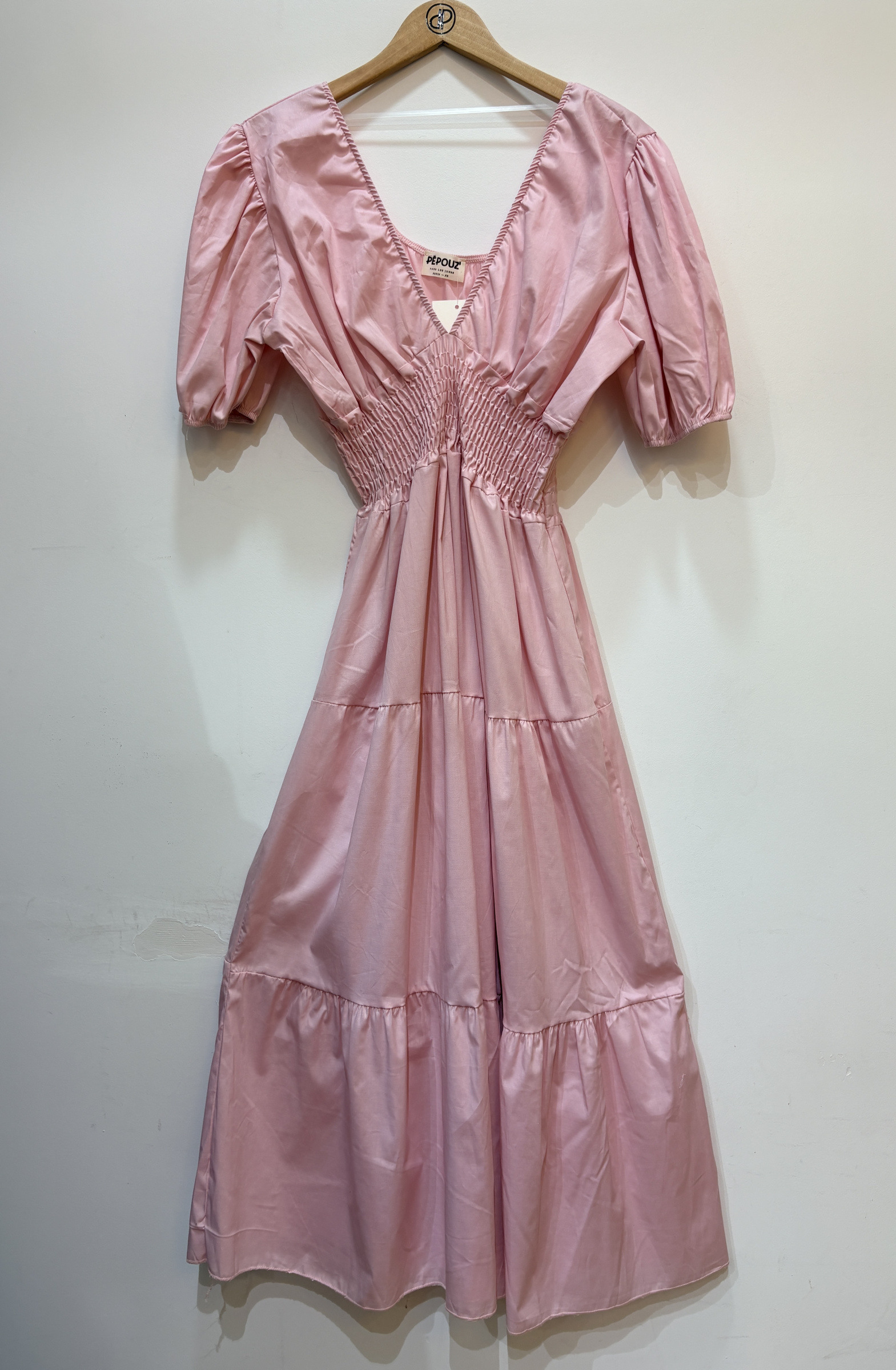 Grossiste Pépouz' Paris - Robe longue à manches bouffantes et taille smockée