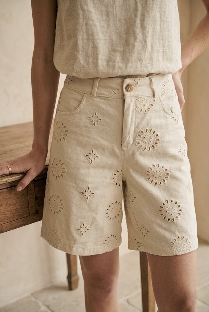 Wholesaler Pépouz' Paris - Denim bermuda shorts with floral embroidery