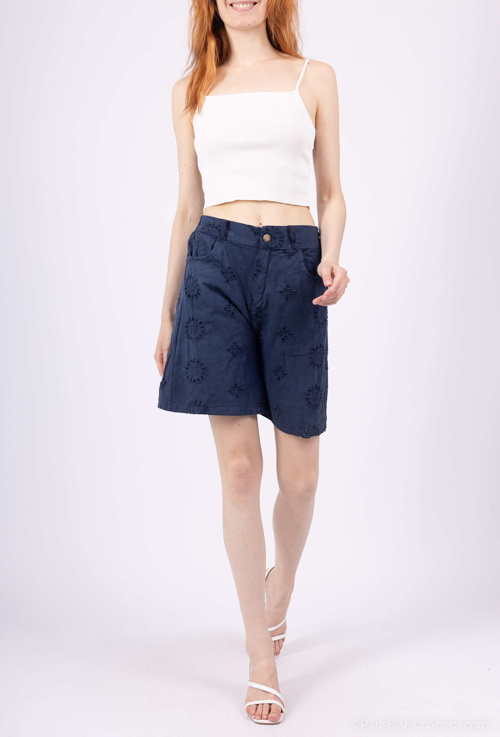 Grossiste Pépouz' Paris - Bermuda doublé brodé 100% Coton