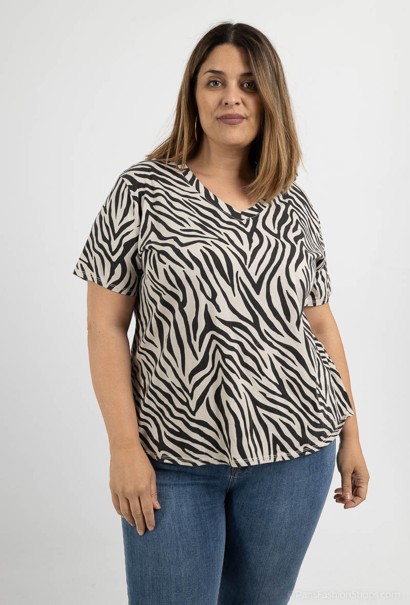 Wholesaler Pépouz' Paris - Large size zebra cotton tshirt