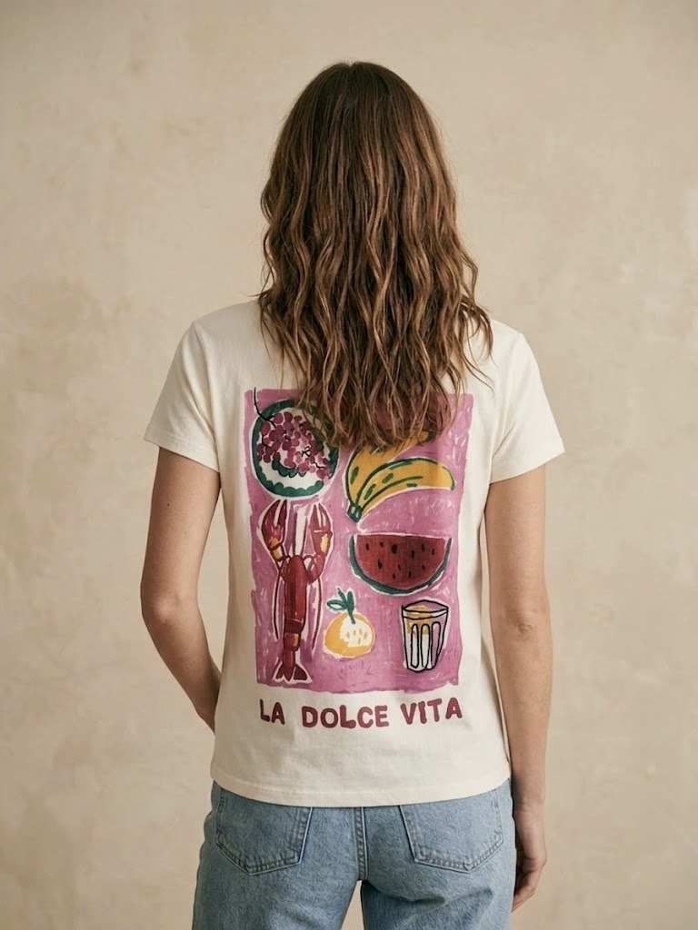 Mayorista Pépouz' Paris - Camiseta de algodón de manga corta con cuello redondo y estampado de 'Langosta'