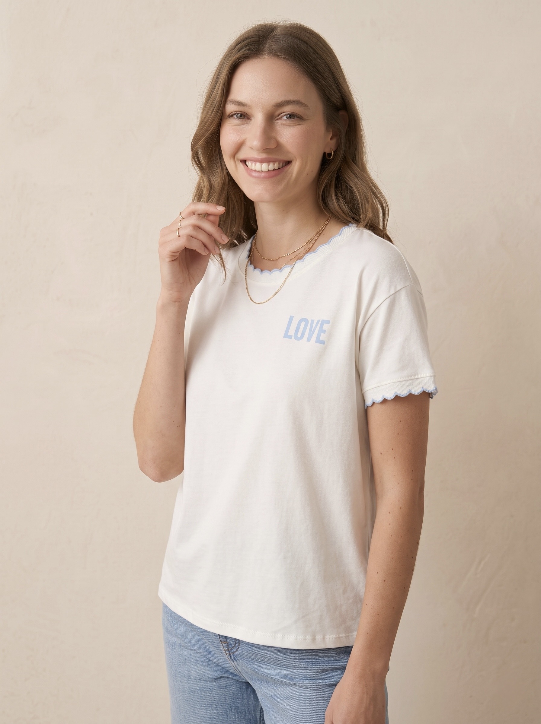 Grossiste Pépouz' Paris - T-shirt coton imprimé Love col rond manches courtes coupe droite