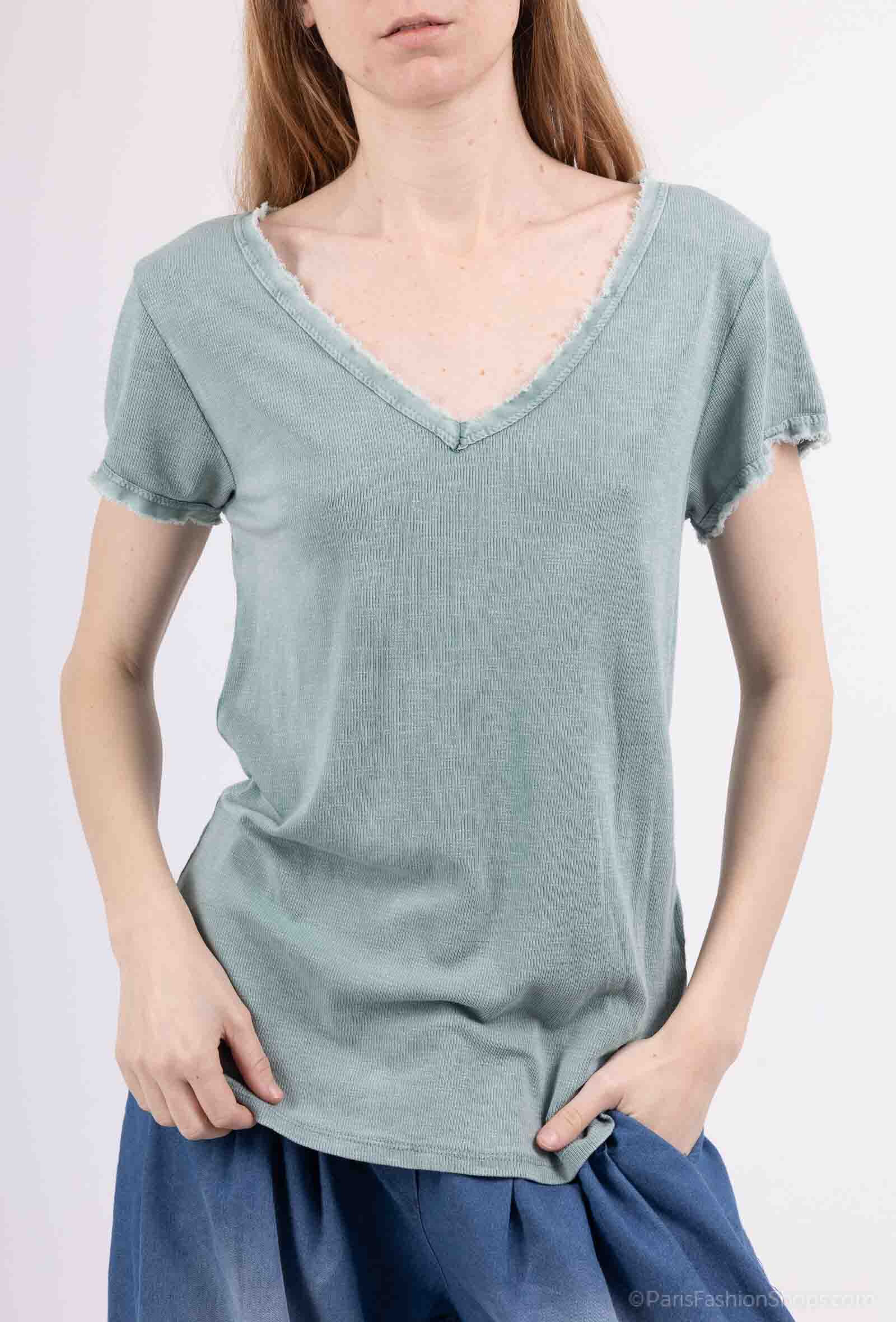 Grossiste Pépouz' Paris - Tshirt coton délavé à manches courtes