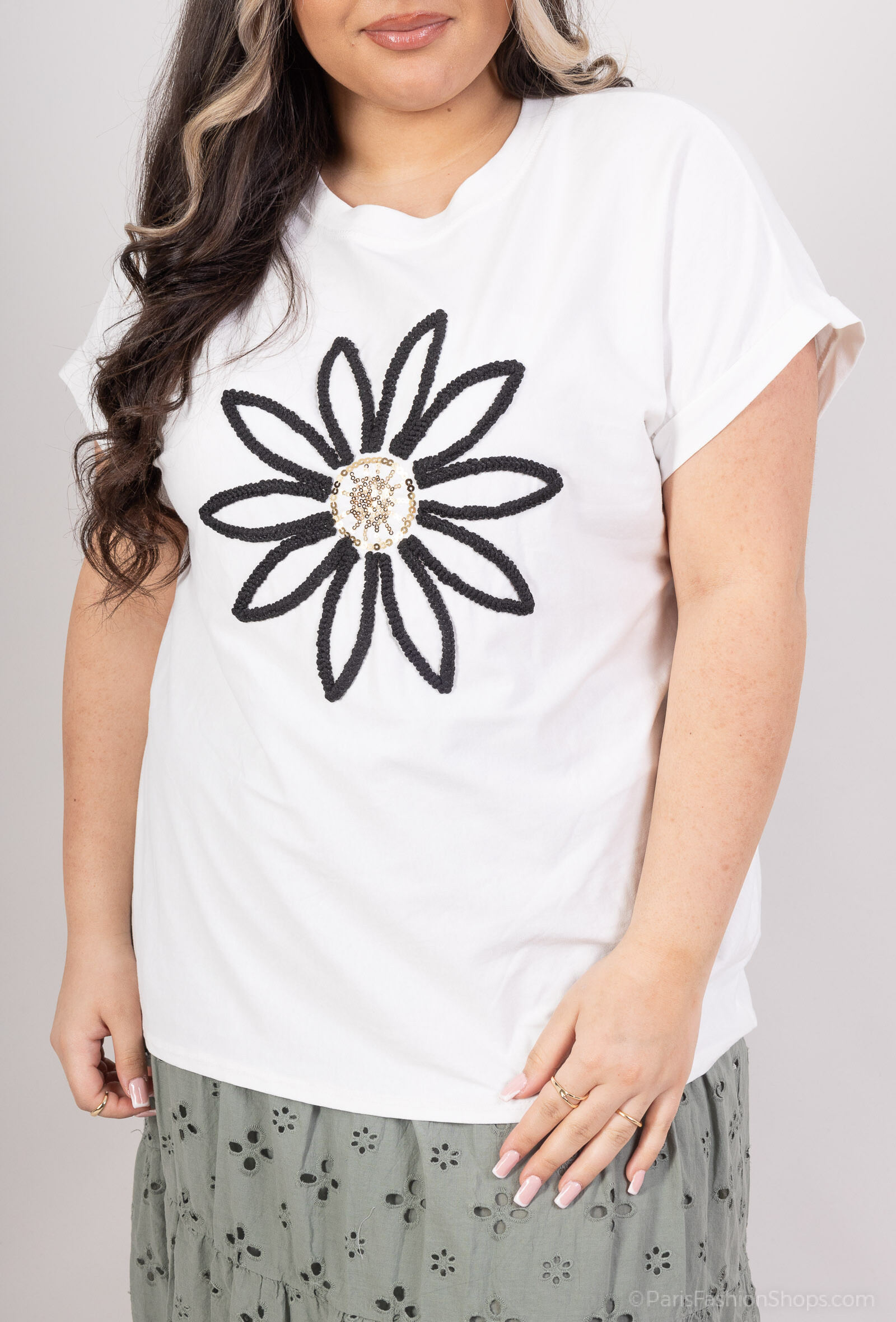 Grossista Pépouz' Paris - T-shirt da fiori di cotone 95%