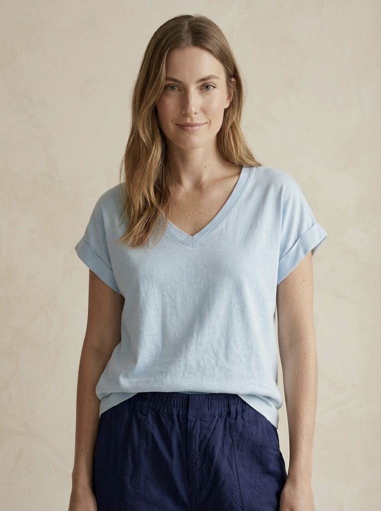 Grossiste Pépouz' Paris - T-shirt coton uni délavé col V