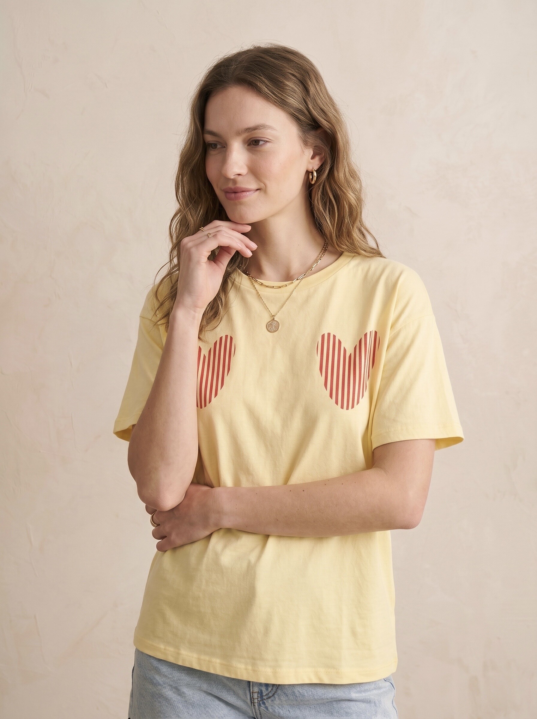 Grossiste Pépouz' Paris - T-shirt coton uni cœur rayé