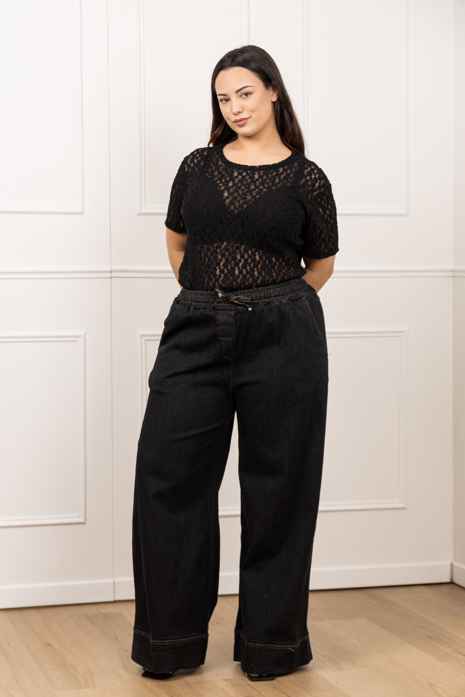 Grossiste Pépouz' Paris - GRANDE TAILLE Top transparente broderie dentelle