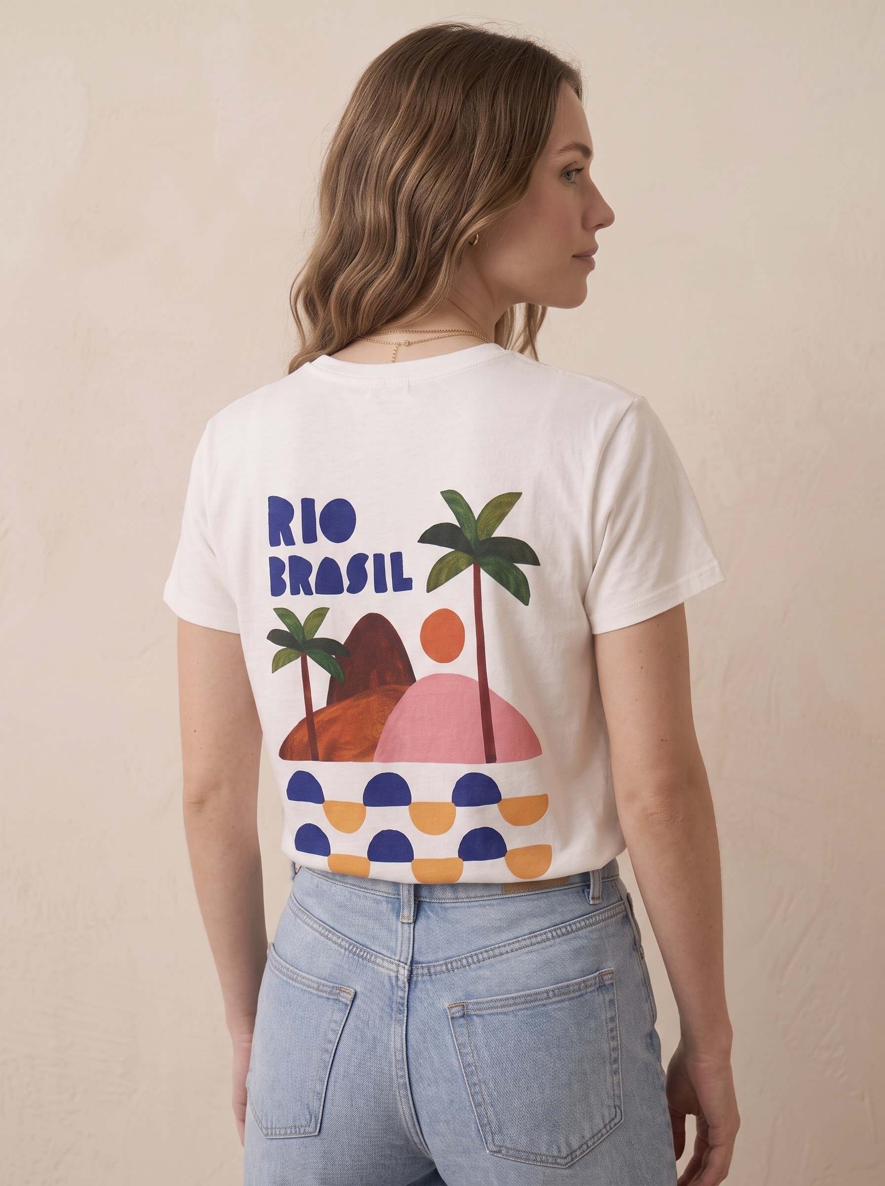 Grossiste Pépouz' Paris - T-shirt coton imprimé Rio Brasil col rond manches courtes coupe droite