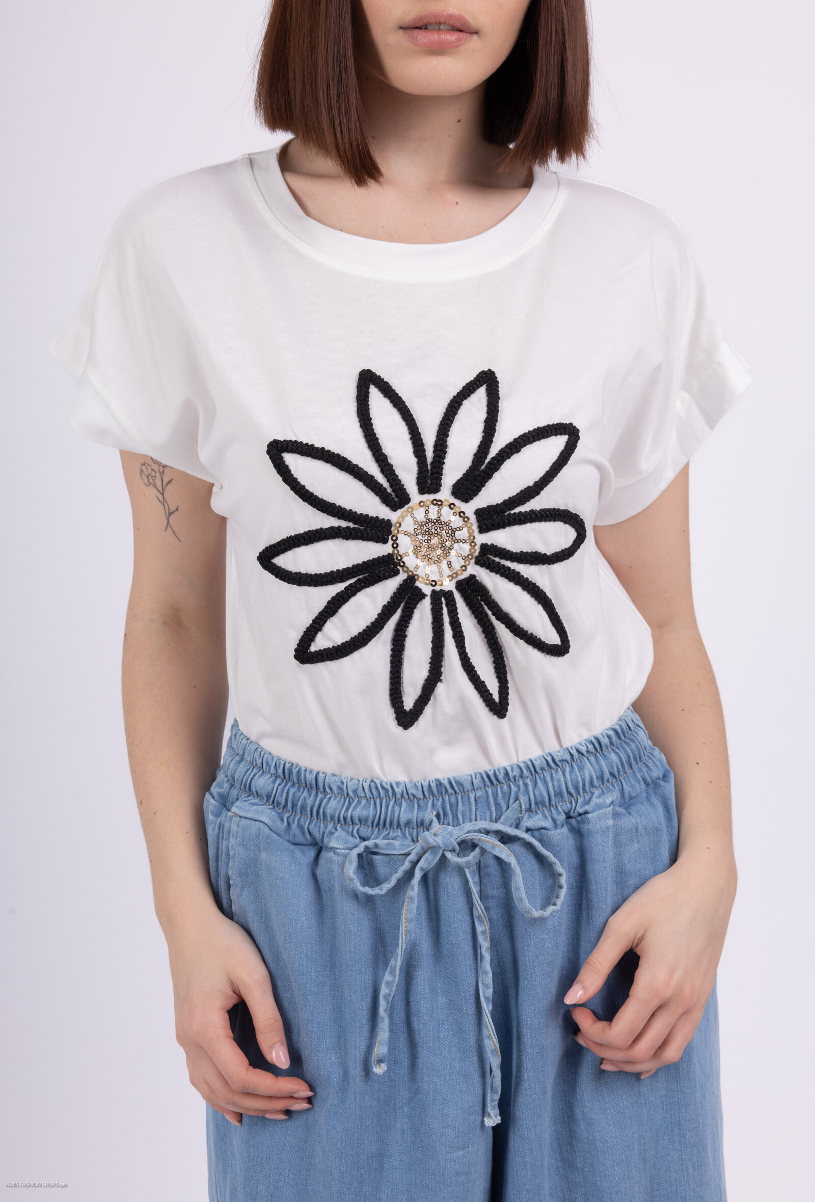 Grossista Pépouz' Paris - T-shirt da fiori di cotone 95%
