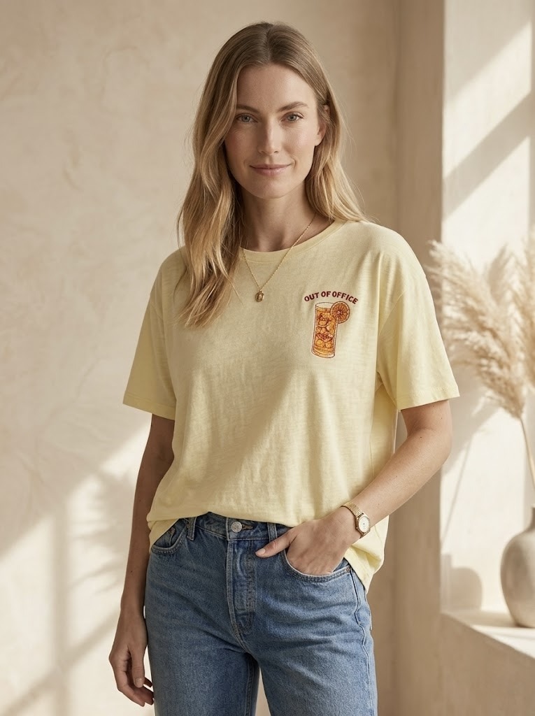 Grossiste Pépouz' Paris - T-shirt coton imprimé 'Out of office' col rond