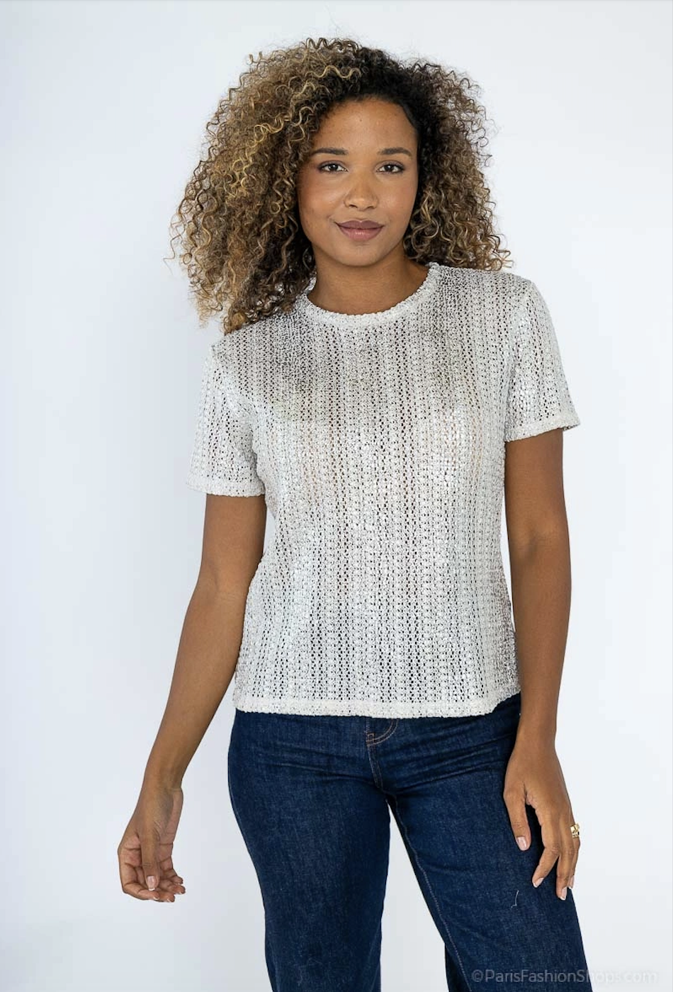Großhändler Pépouz' Paris - Metallic T -Shirt Kurzärmele