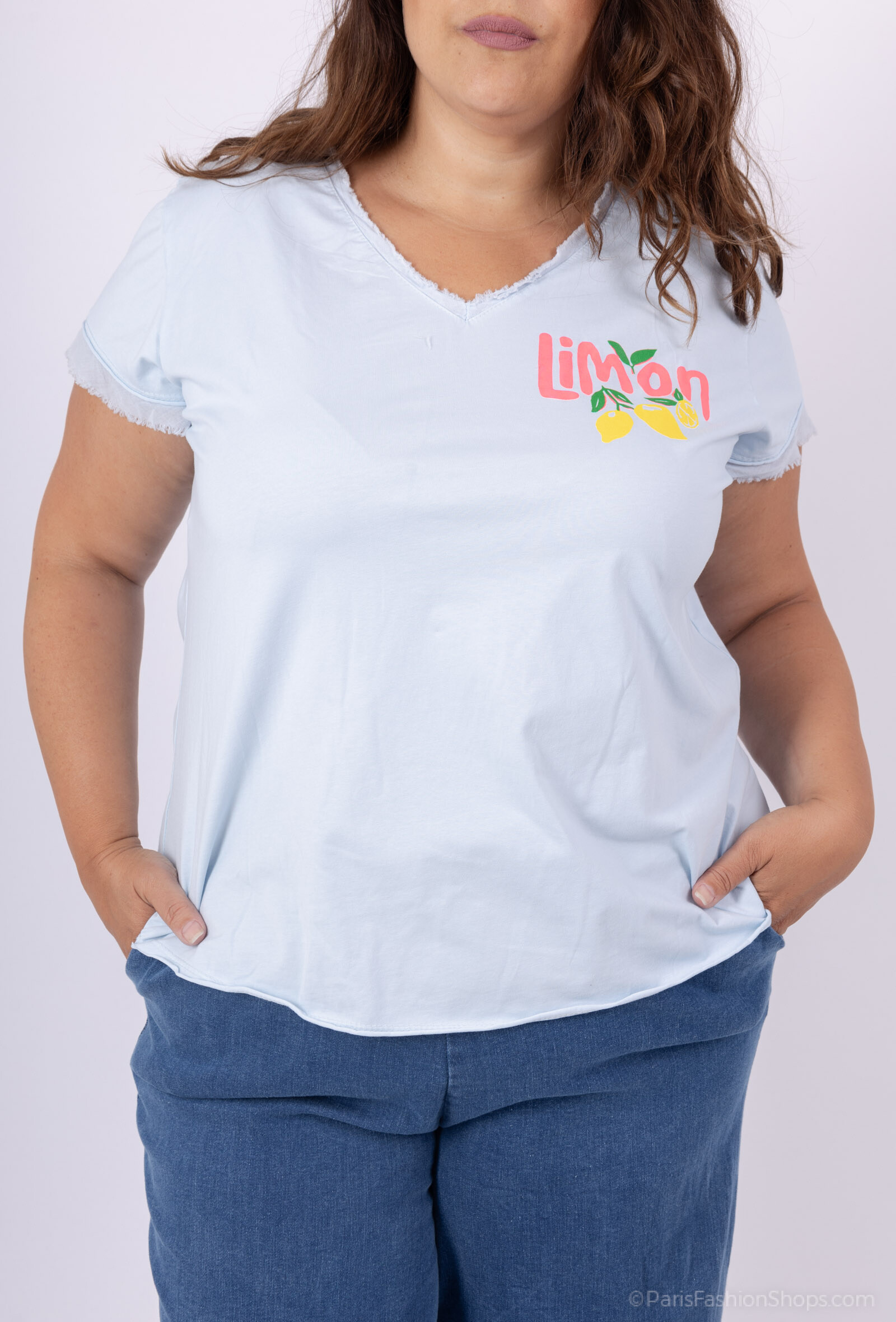 Grossiste Pépouz' Paris - GRANDE TAILLE T-shirt limoncello 100% coton