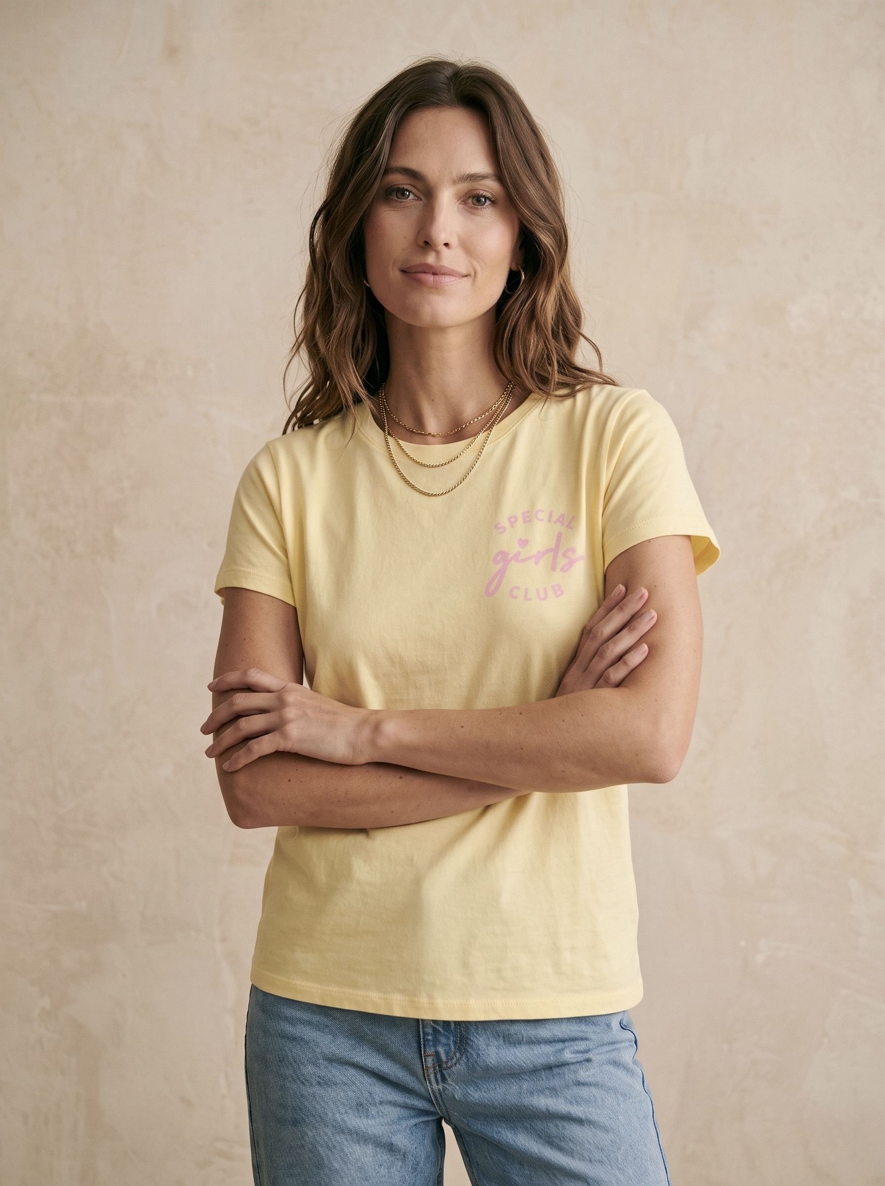 Mayorista Pépouz' Paris - Camiseta de algodón con estampado de mensaje, cuello redondo, mangas cortas, corte recto