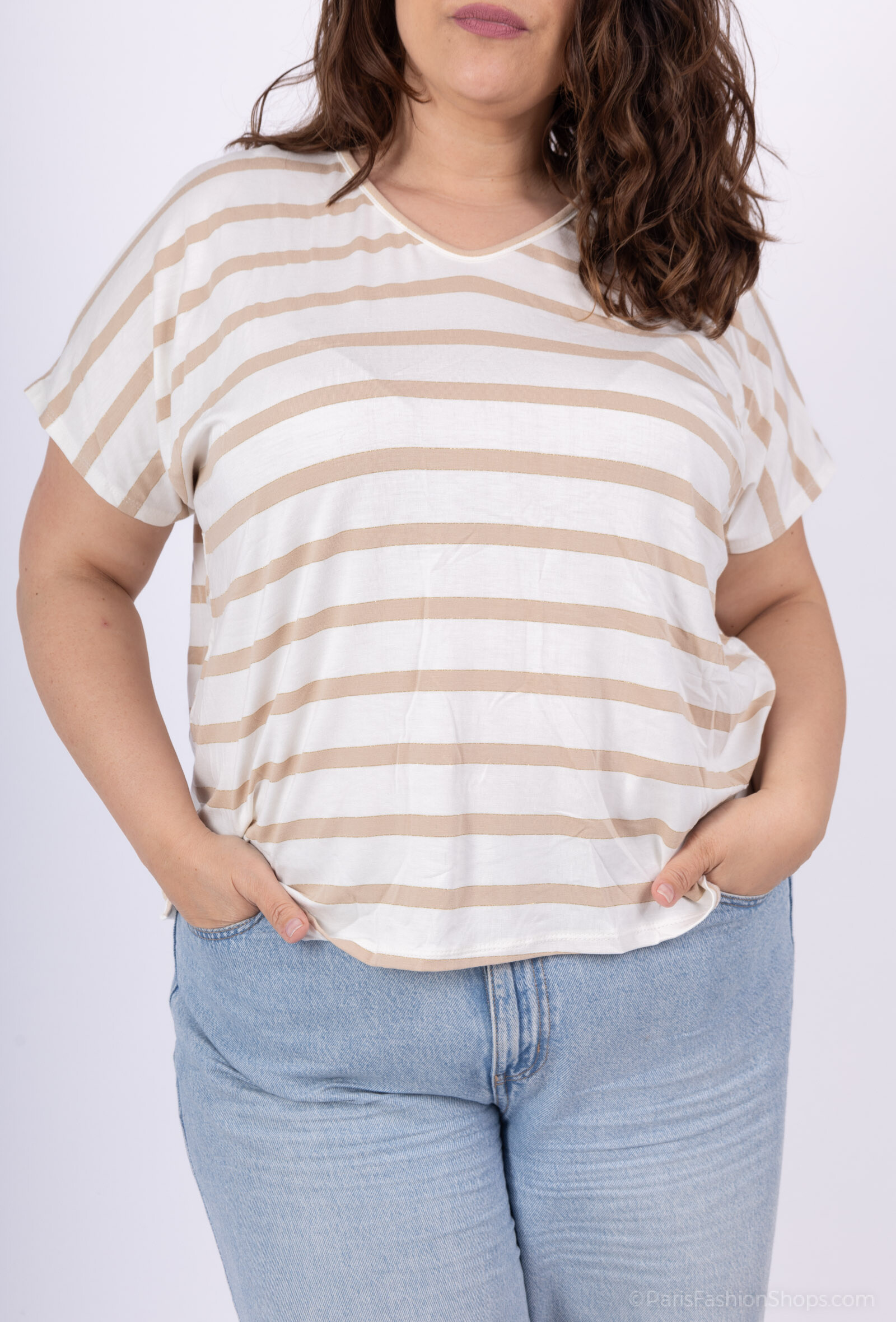 Wholesaler Pépouz' Paris - PLUS SIZE horizontal striped t-shirt