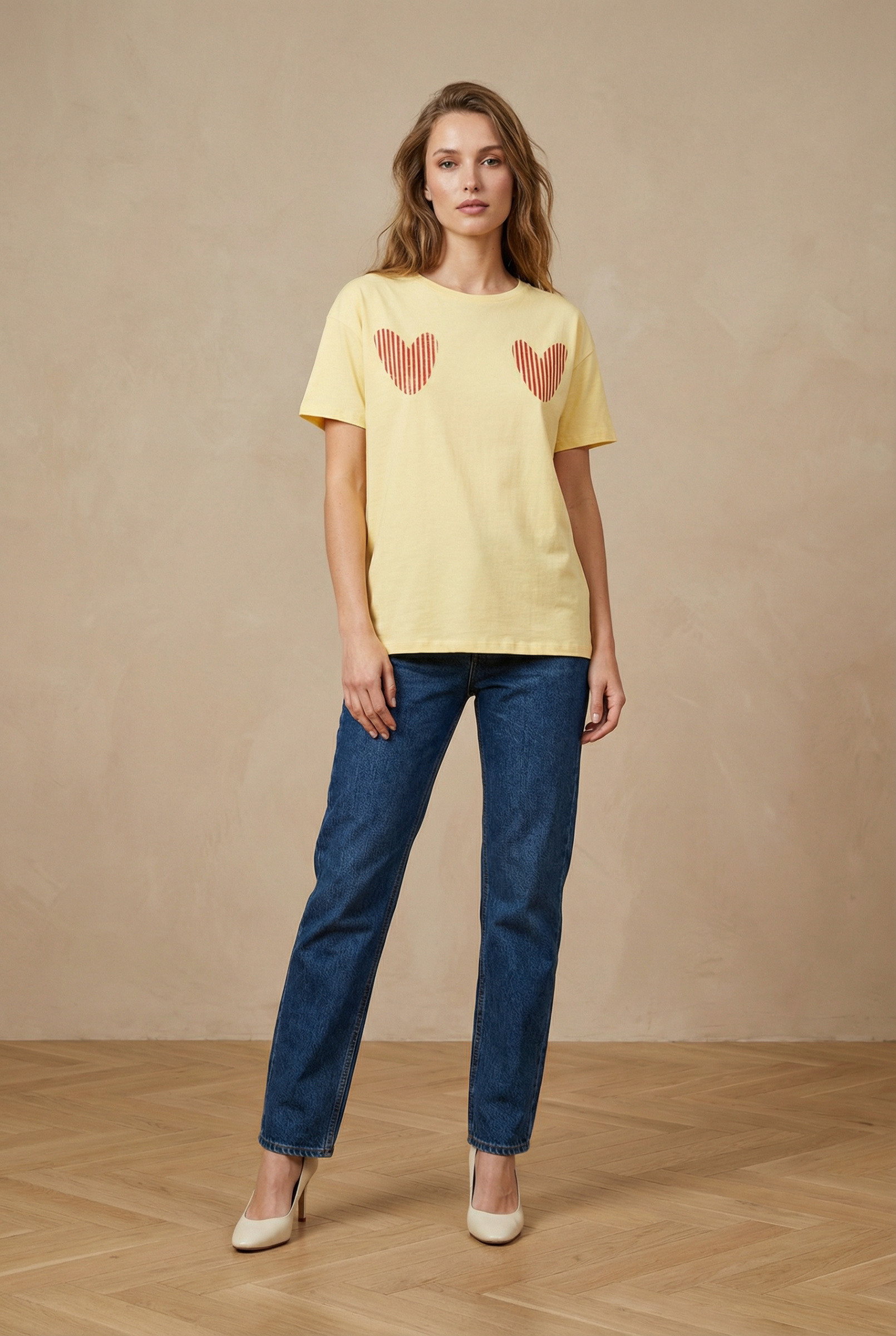 Grossiste Pépouz' Paris - T-shirt coton uni cœur rayé