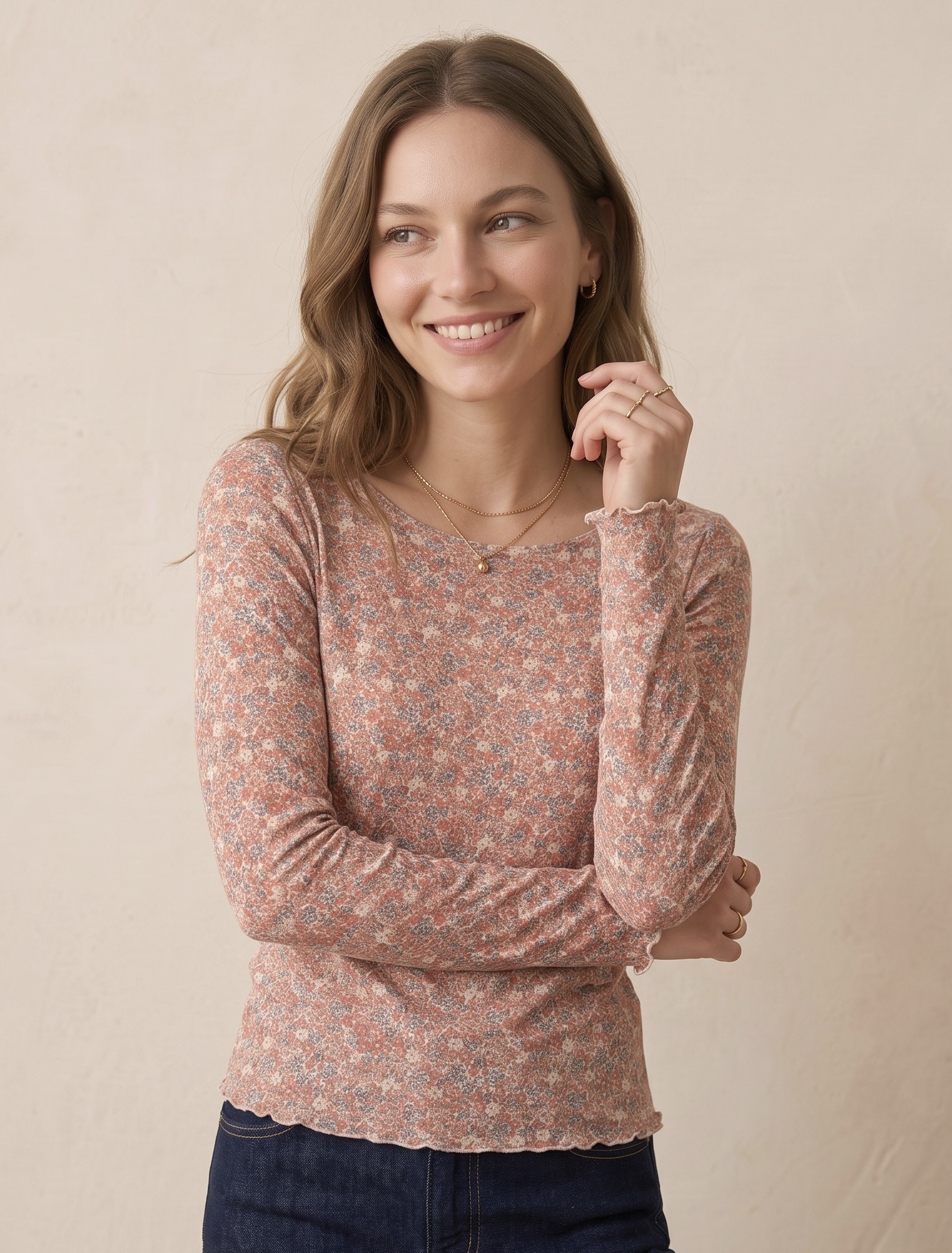 Grossiste Pépouz' Paris - Sous-pull imprimé Liberty fleuri col bateau manches longues