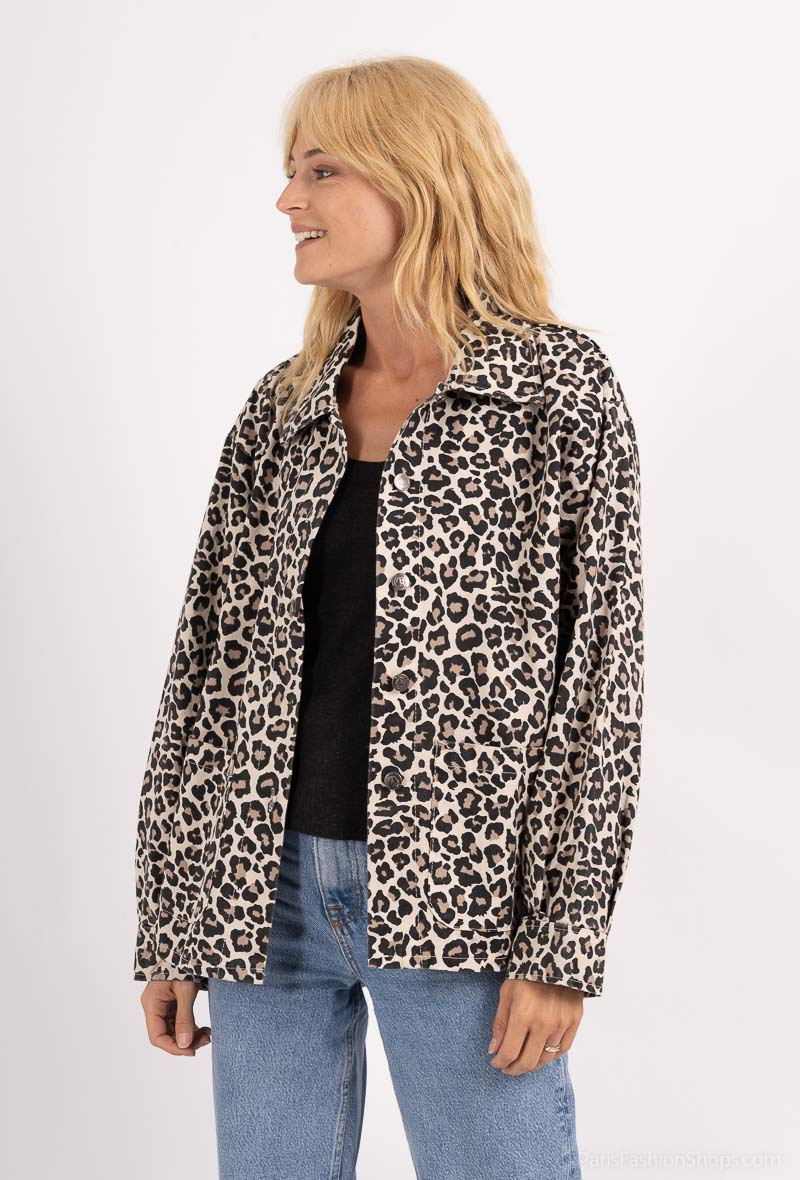 Wholesaler Pépouz' Paris - Leopard cotton denim jacket