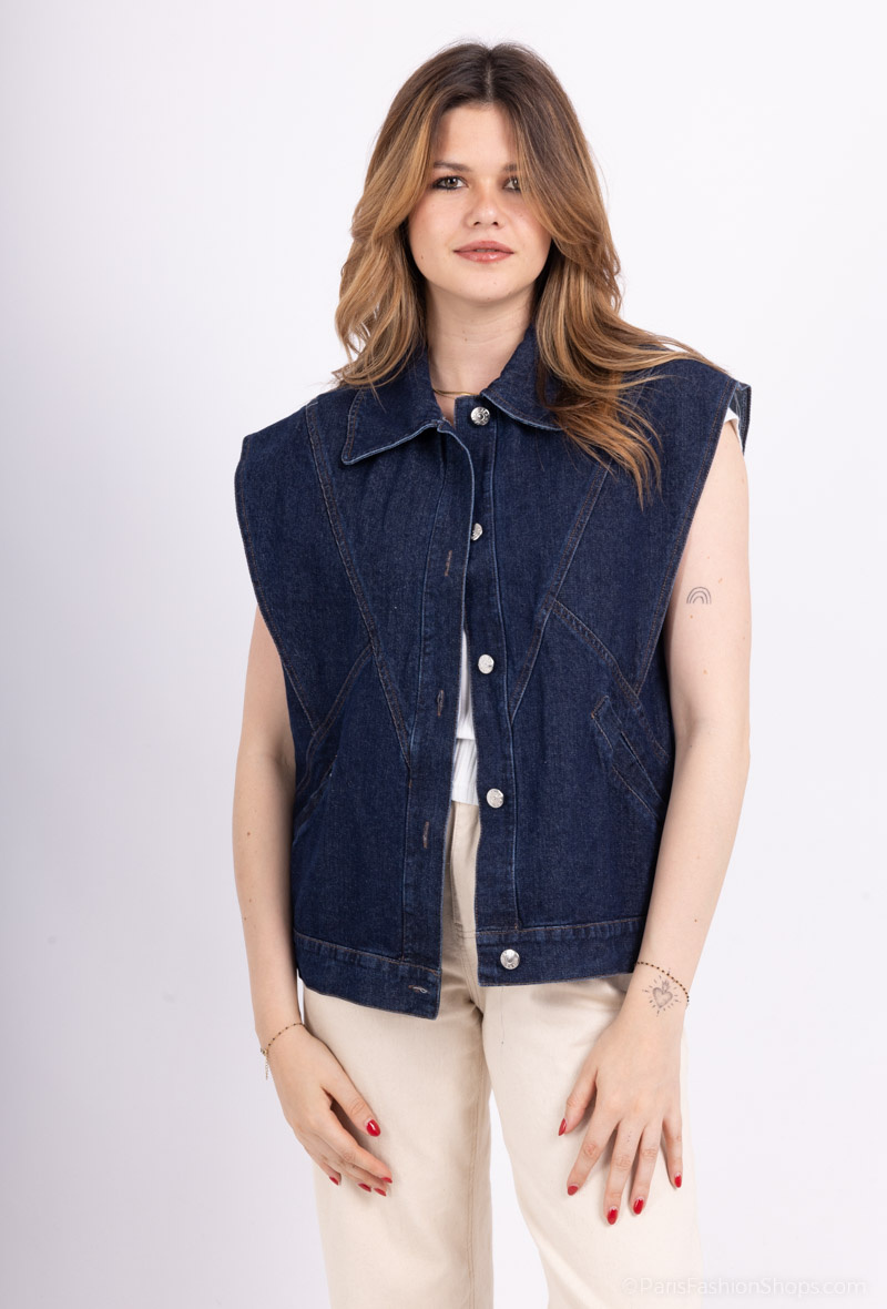 Wholesaler Pépouz' Paris - Sleeveless denim jacket