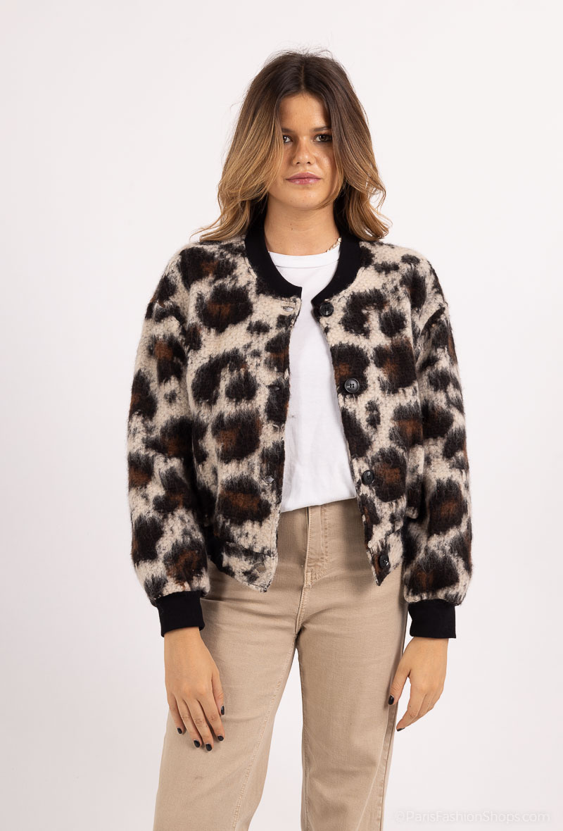 Wholesaler Pépouz' Paris - Leopard print wool bomber jacket