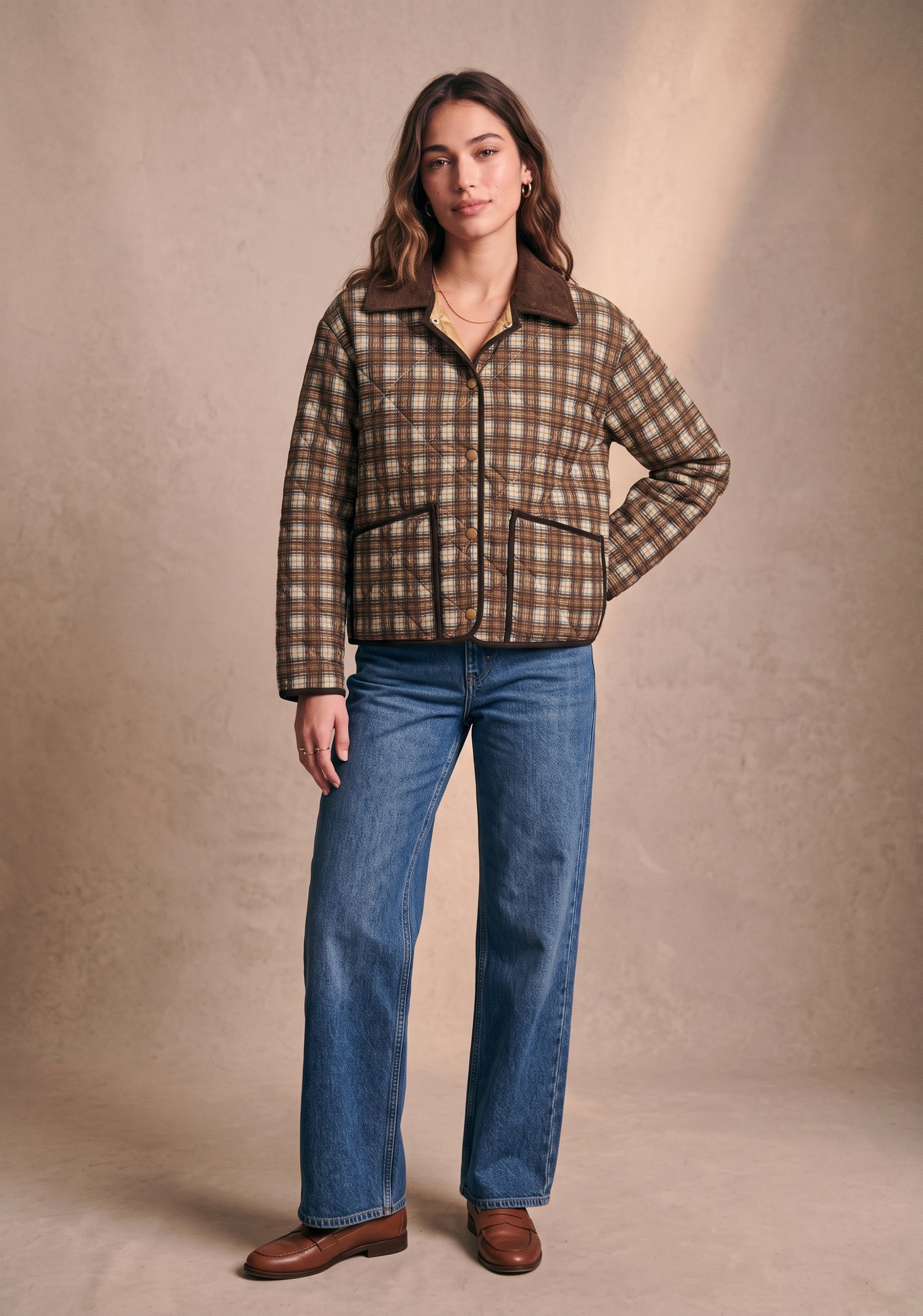 Wholesaler Pépouz' Paris - Quilted checkered jacket with a loose fit, shirt collar, and long sleeves
