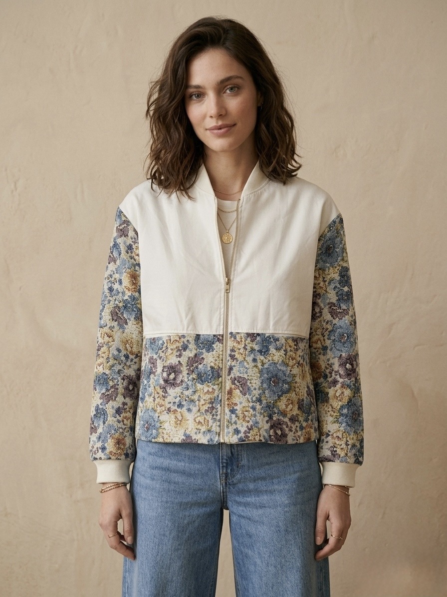 Grossiste Pépouz' Paris - Bomber bi-matière broderie jacquard