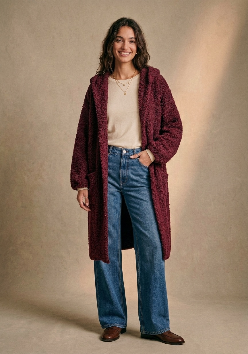 Mayorista Pépouz' Paris - Cárdigan largo con capucha de punto bouclé de lana y alpaca
