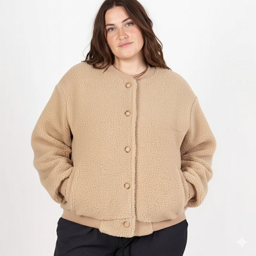 Grossiste Pépouz' Paris Curve - GRANDE TAILLE Bomber oversize en moumoute bouclette