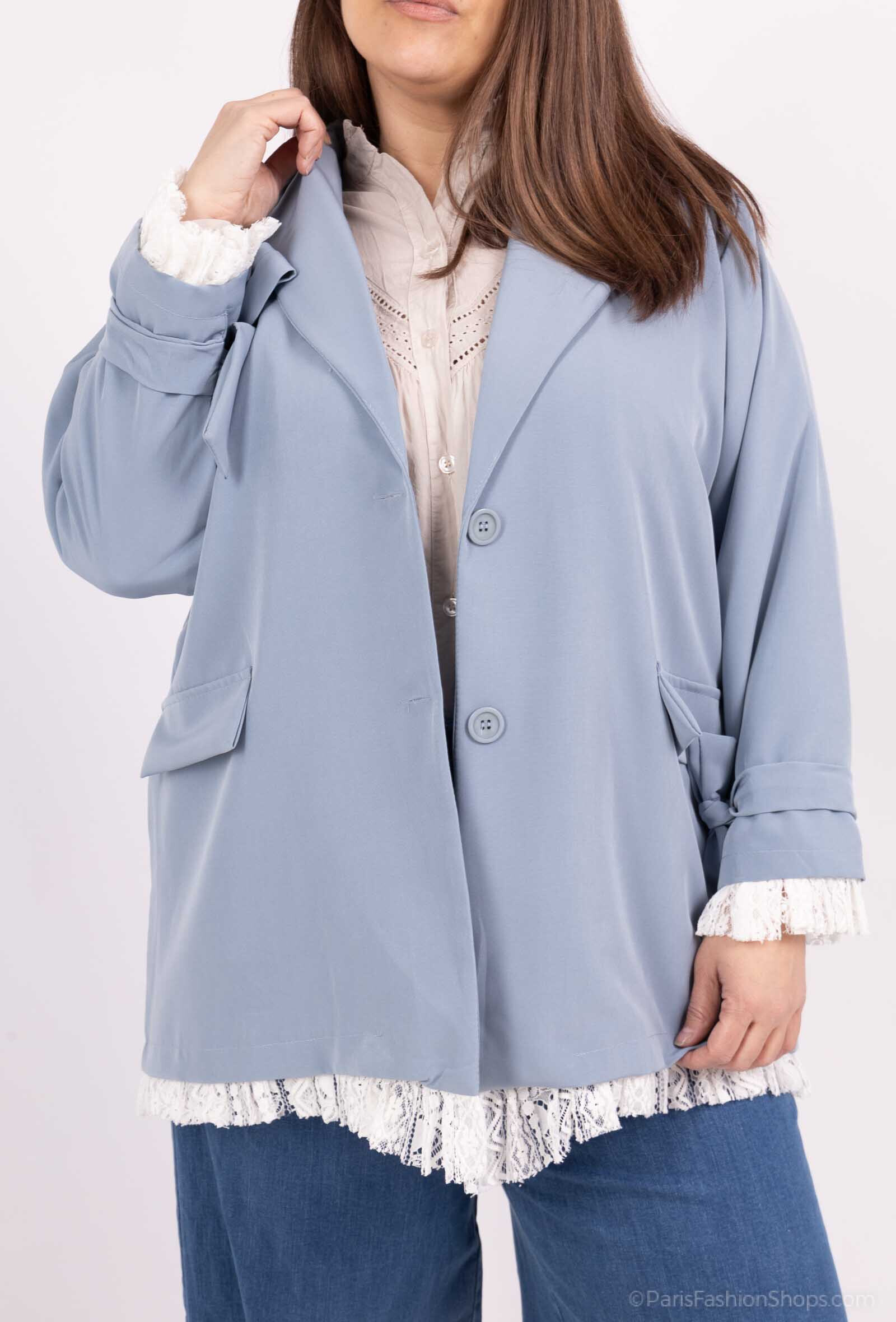 Grossiste Pépouz' Paris - GRANDE TAILLE Blazer avec dentelle et noeuds