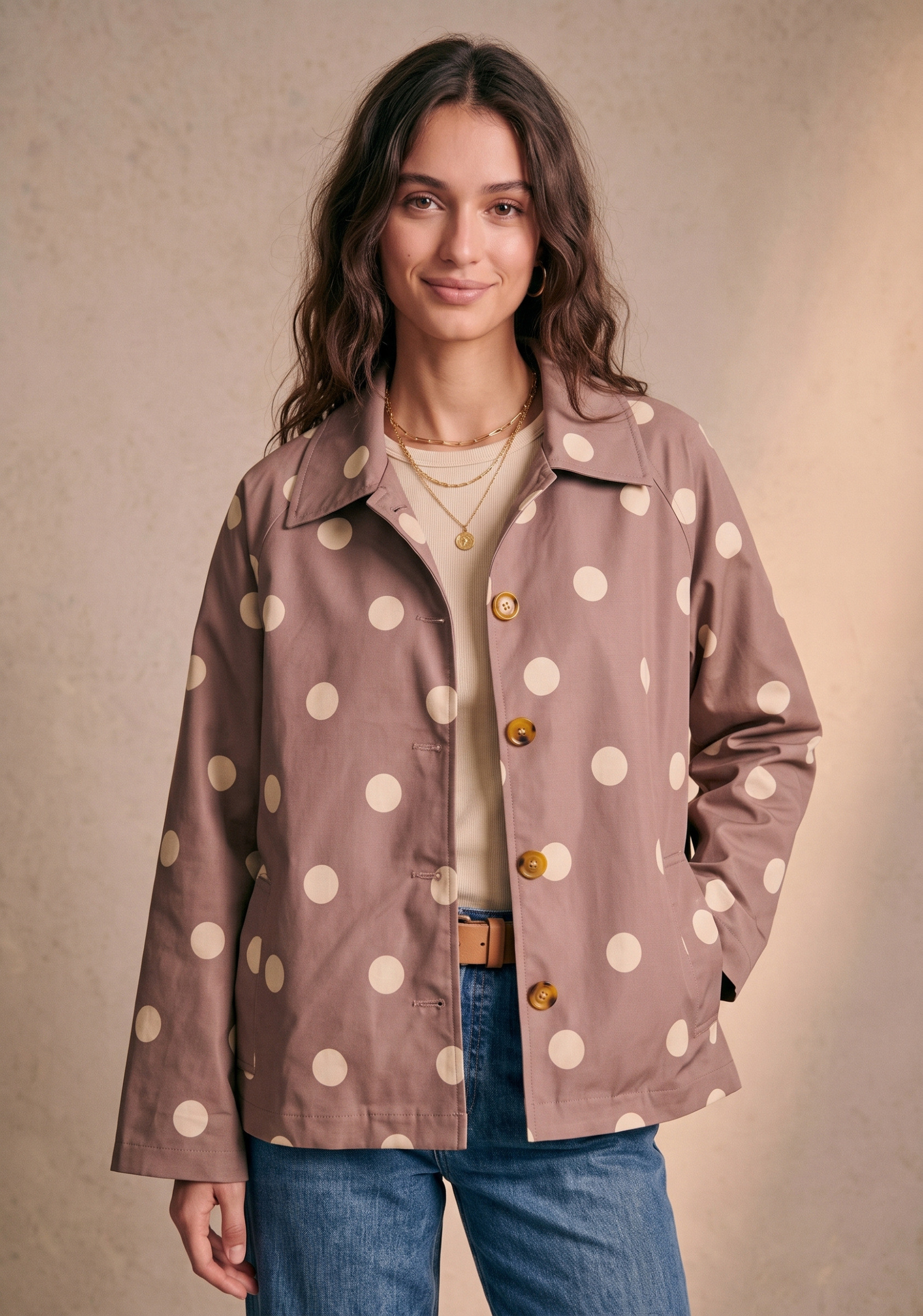 Grossiste Pépouz' Paris - Veste tendance à pois coupe droite col chemise manches longues