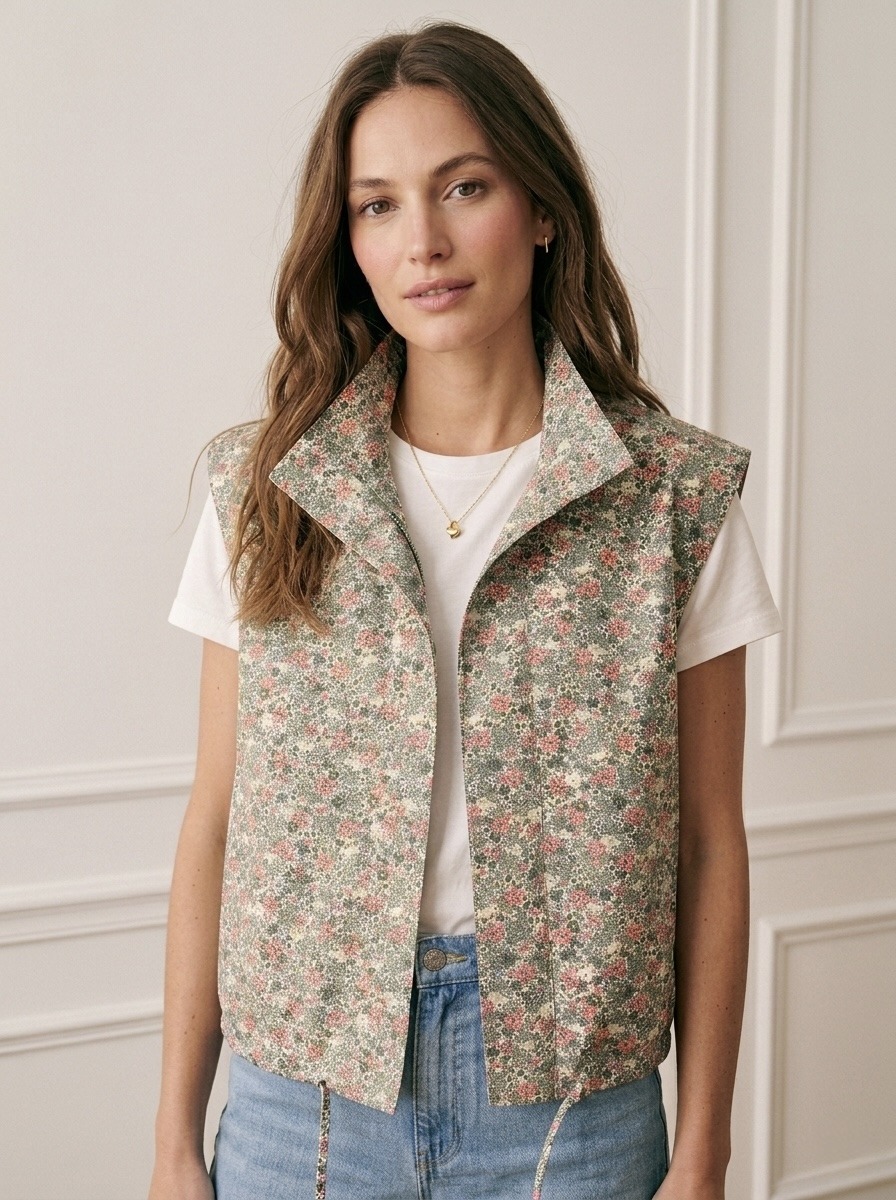 Mayorista Pépouz' Paris - Chaleco sin mangas con cuello alto con cremallera y estampado liberty
