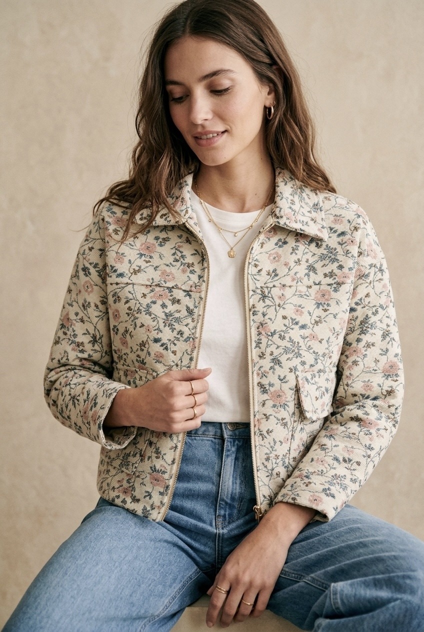 Grossiste Pépouz' Paris - Veste broderie jacquard floral