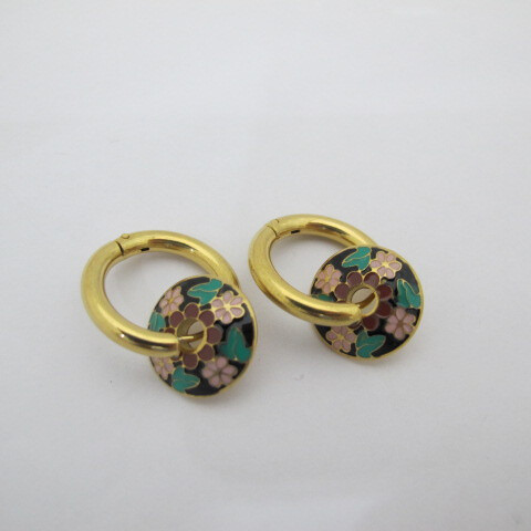 Wholesaler PERLES BLEUES - Stainless Steel Flower Pendant Earrings