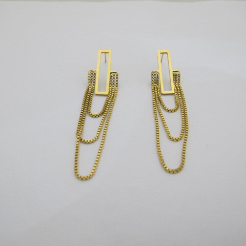 Wholesaler PERLES BLEUES - Crescendo Chain Earrings in Stainless Steel