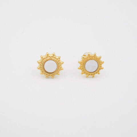 Wholesaler PERLES BLEUES - 11mm pearly flower earrings in stainless steel