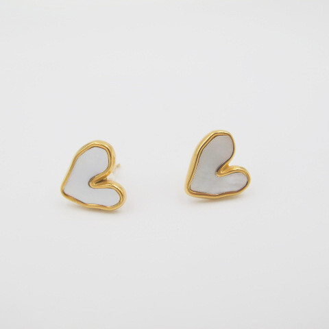 Wholesaler PERLES BLEUES - pearly heart earrings in stainless steel