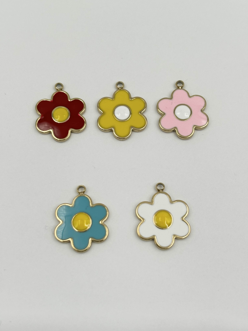 Wholesaler PERLES BLEUES - 2 Enameled Flower