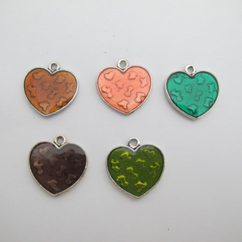 Mayorista PERLES BLEUES - 10 Colgantes corazón de metal esmaltado doble cara 24x25mm