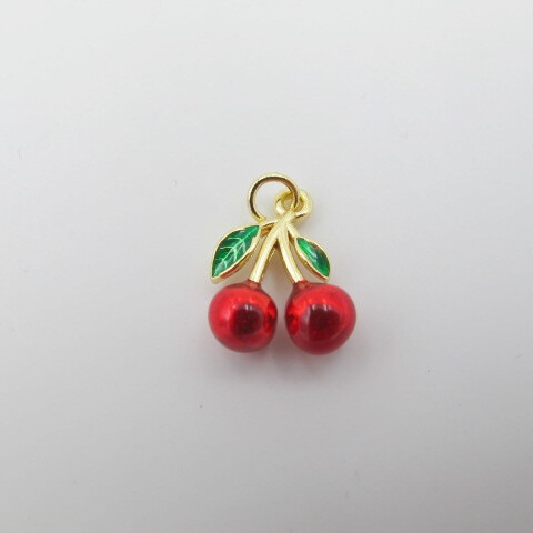 Wholesaler PERLES BLEUES - Cherry charm with golden gold ring