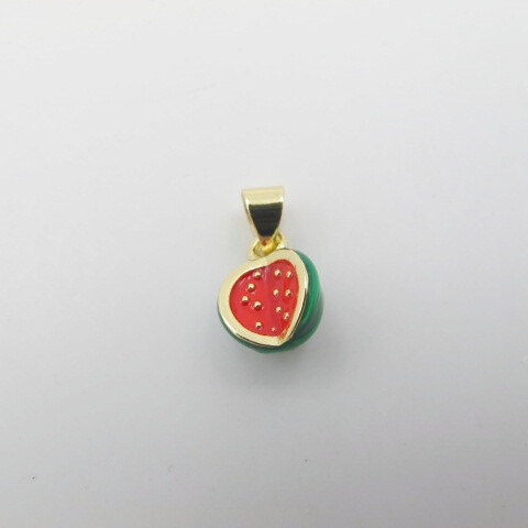 Wholesaler PERLES BLEUES - Watermelon charm with golden gold ring