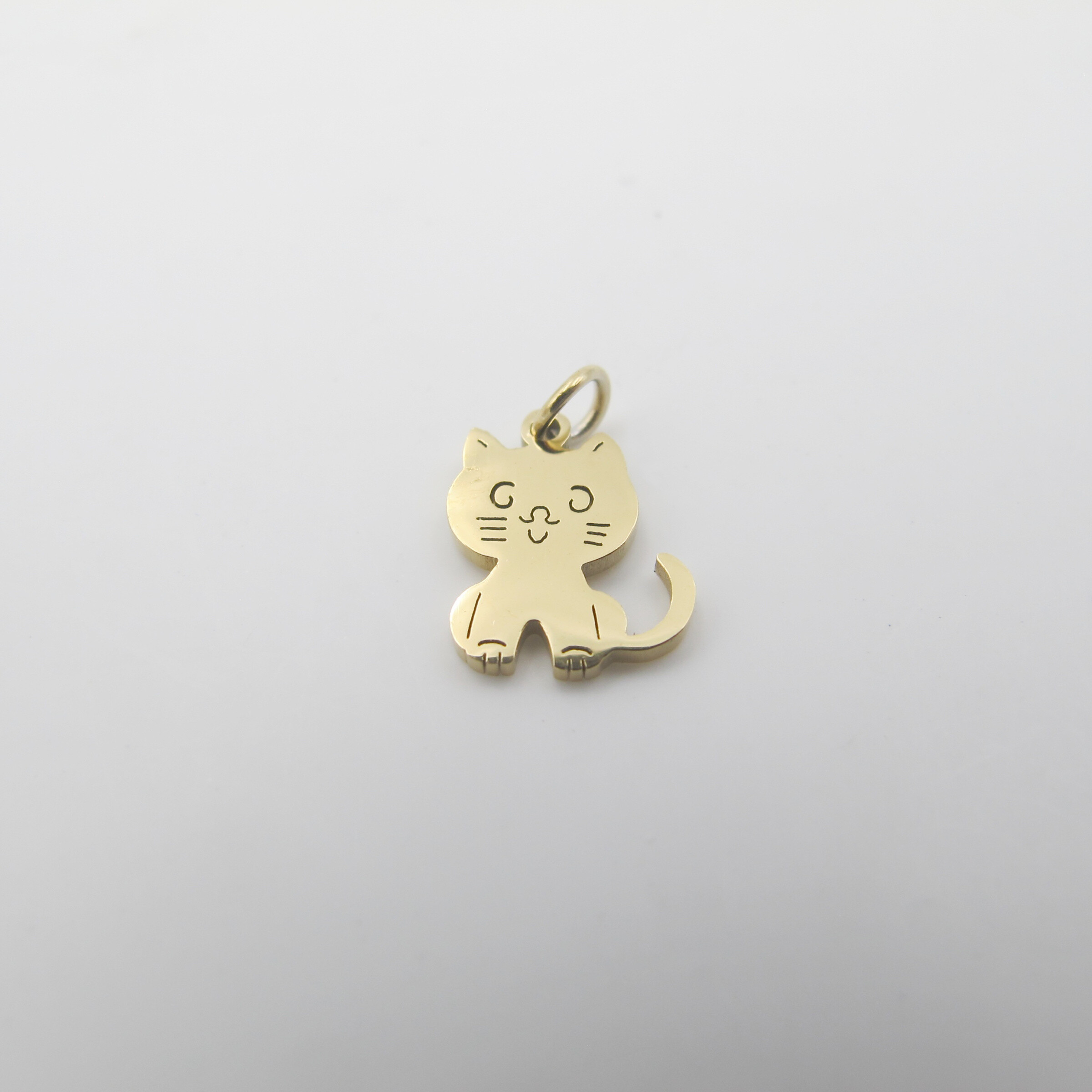 Wholesaler PERLES BLEUES - Animated chat charm with stainless steel ring