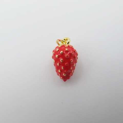 Wholesaler PERLES BLEUES - Strawberry charm with golden gold ring