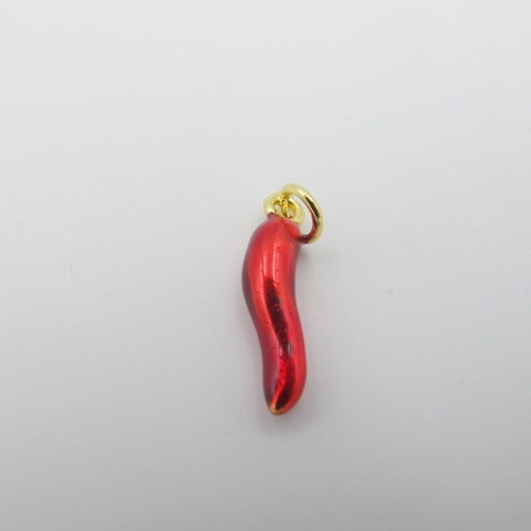 Wholesaler PERLES BLEUES - Red pepper charm with golden gold ring