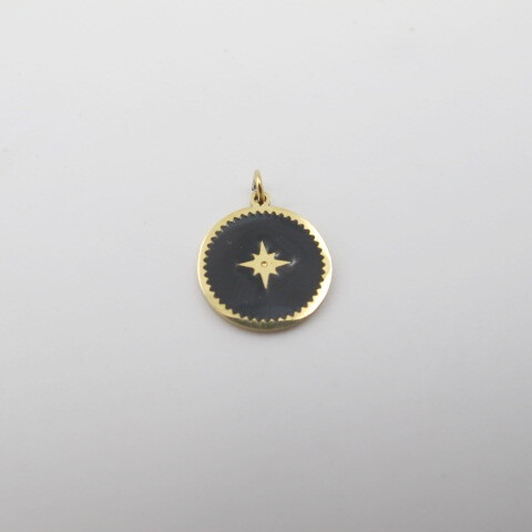 Wholesaler PERLES BLEUES - Golden round charm with stainless steel ring