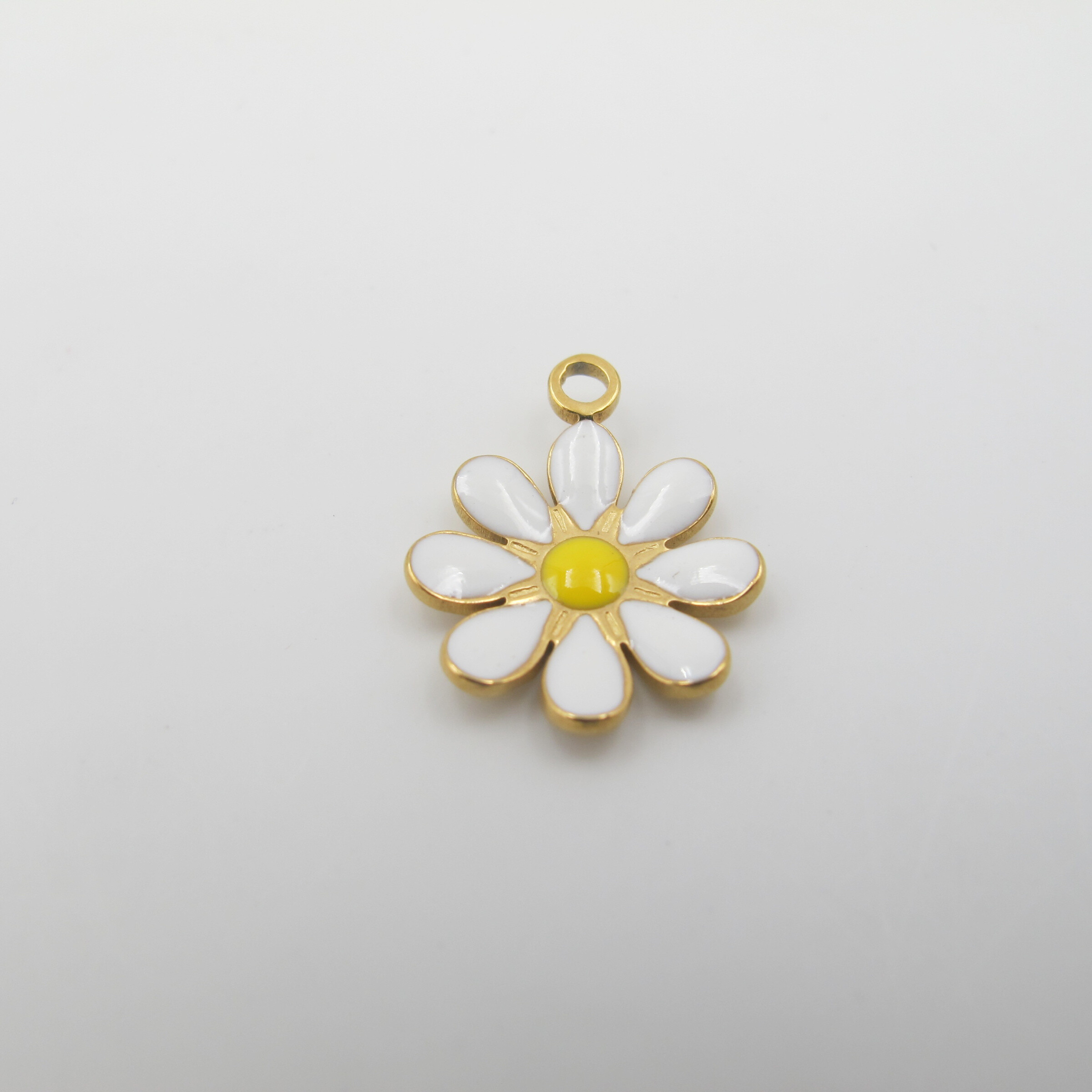 Wholesaler PERLES BLEUES - Marguerite pendant 14x17mm in stainless steel