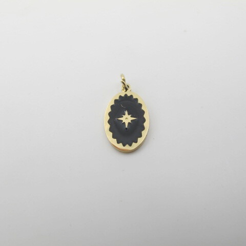 Wholesaler PERLES BLEUES - Golden oval charm with stainless steel ring