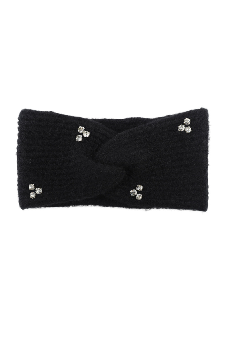 Grossista Phanie Mode (Phanie accessories) - Fascia per capelli lavorata a maglia con fiocco a coste e strass