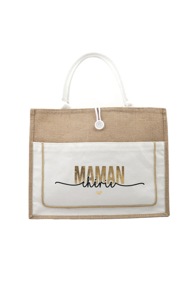 Wholesaler Phanie Mode (Phanie accessories) - “Mom darling” burlap tote bag