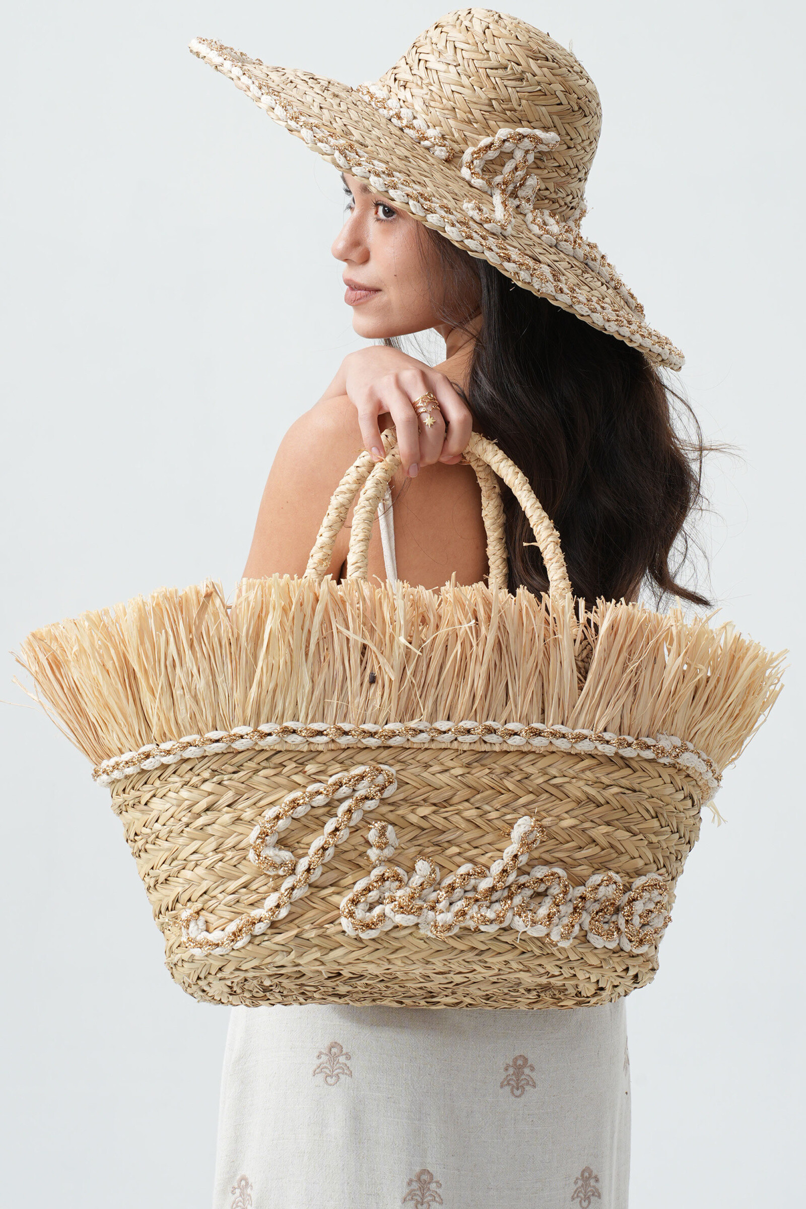 Wholesaler Phanie Mode (Phanie accessories) - Basket in straw I love