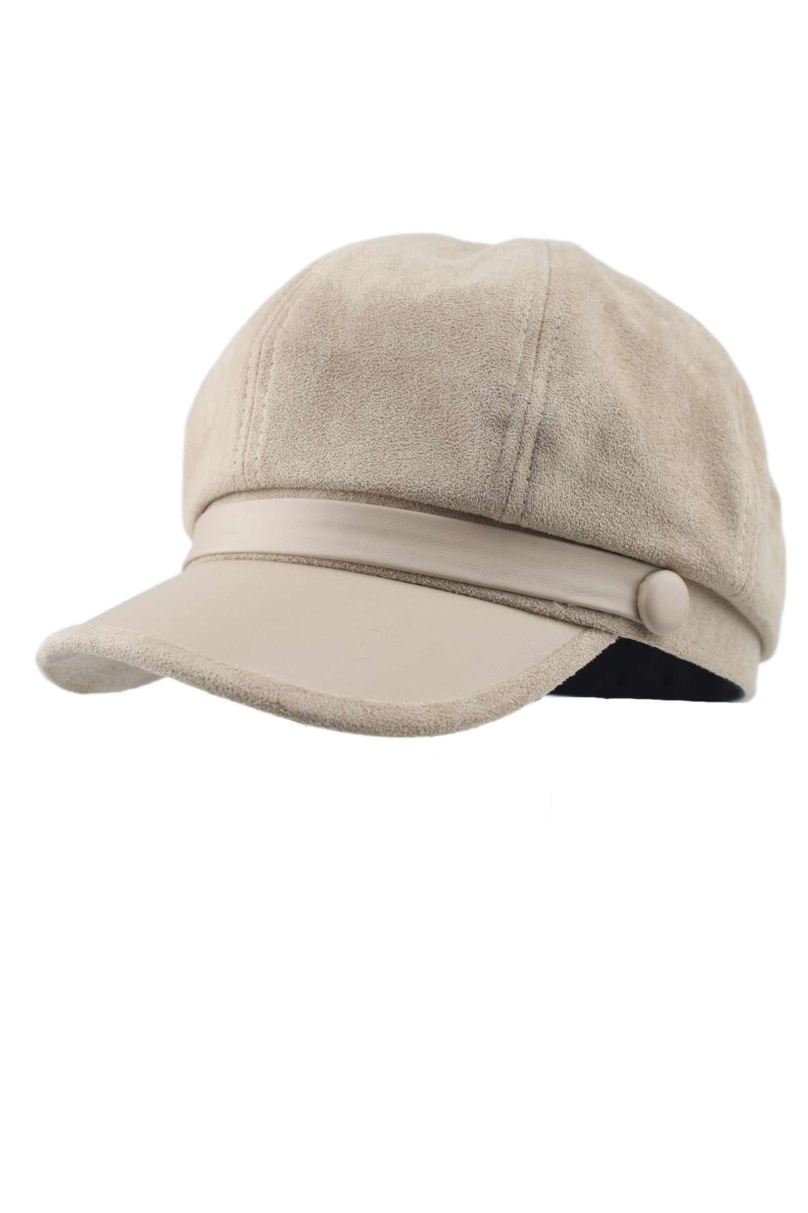 Grossiste Phanie Mode (Phanie accessories) - Casquette gavroche effet suédine avec visière aspect cuir