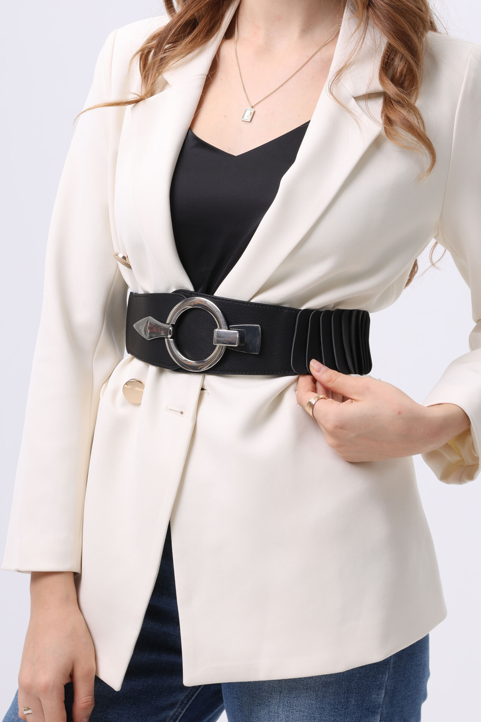 Großhändler Phanie Mode (Phanie accessories) - Elastischer Gürtel mit runder Schnalle